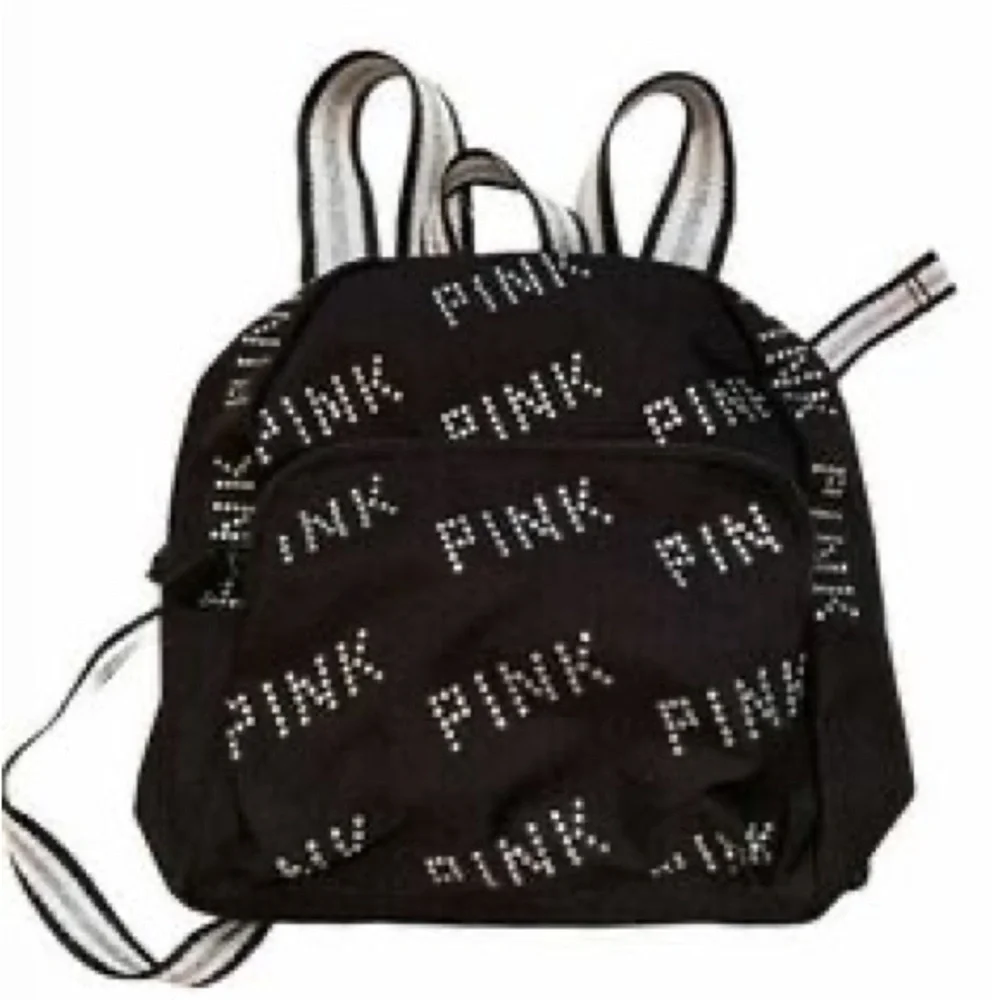 PINK Victoria's Secret Black &  White Rhinestone embellished Backpack
